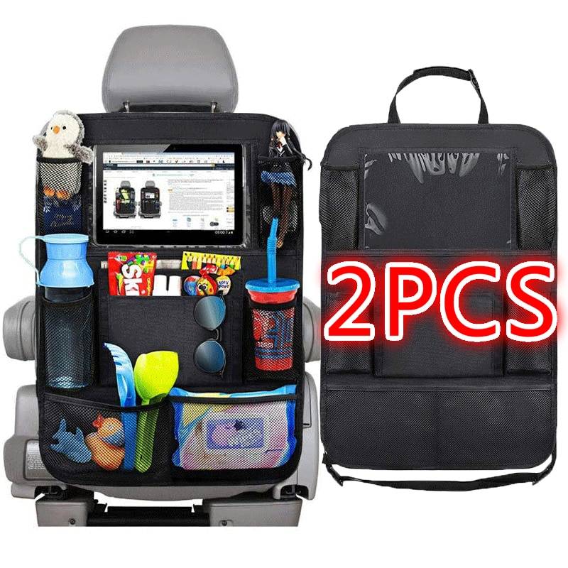 1pc/ 2pcs Car Seat Back Organizer 9 Storage Pockets with Touch Screen Tablet Holder Protector for Kids Children Car Accessories Home Goods
