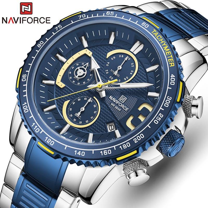 NAVIFORCE New Watches for Men Waterproof Quartz Watch Top Brand Mens Stainless Steel Sports Clock Chronograph Relogio Masculino Watches