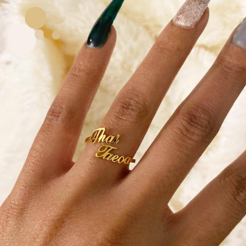 Adjustable Personalized Double Name Ring Jewelry Rings