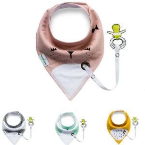 Cotton Baby Bibs with Pacifier Holder Baby Accessories Baby Care Kids, Mother & Babies